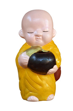 白色背景孤立的小和尚