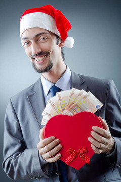 Santa與歐元紙幣
