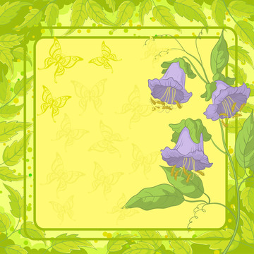 Flowers；框架；蝴蝶與樹葉