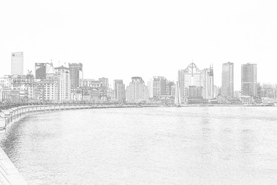 上海外灘建筑線描