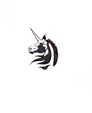 紋身藝術素描；馬；獨角獸