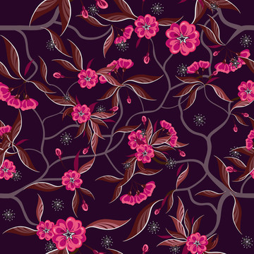 紅色的花，無縫