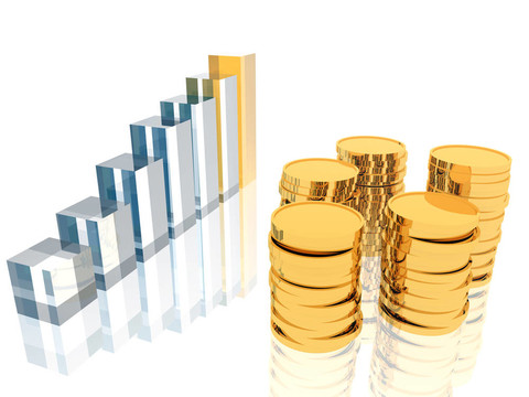 白色背景上金色圖案和金幣