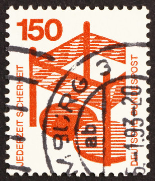 郵票德國(guó)1972圍在打開(kāi)人孔；事故預(yù)防