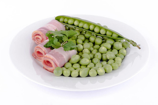 鮮豌豆火腿卷。