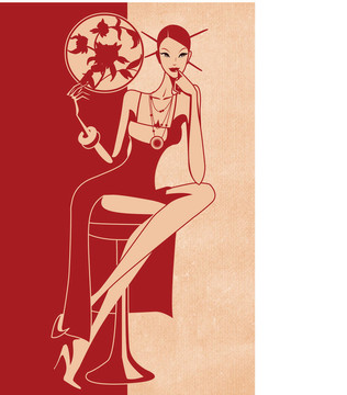 穿紅衣服的女士