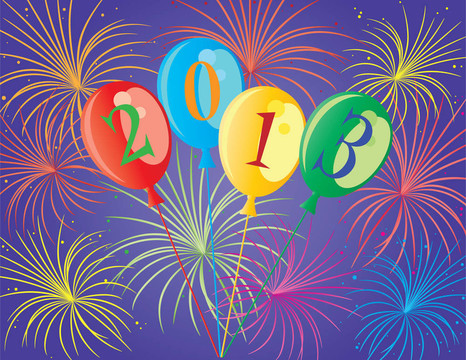 新年快樂2013氣球插畫