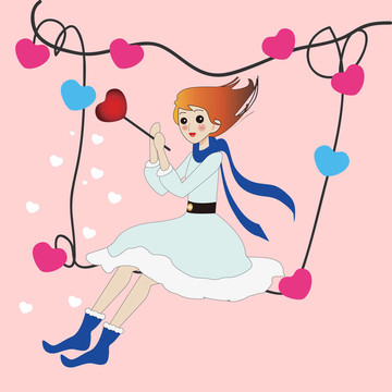 一個女孩秋千的插圖