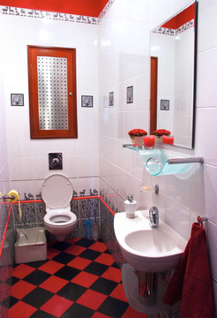 现代室内红黑浴房