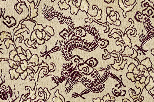 中國(guó)龍和花的織物結(jié)構(gòu)