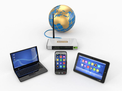 家里的WiFi網(wǎng)絡。網(wǎng)絡通過路由器電話；筆記本電腦桌