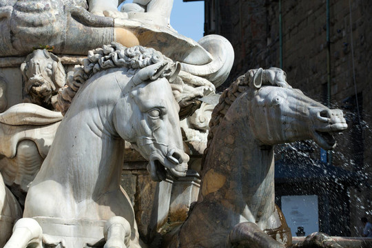 Bartolomeo Ammannati的海神噴泉；在市政廣場；佛羅倫薩；意大利