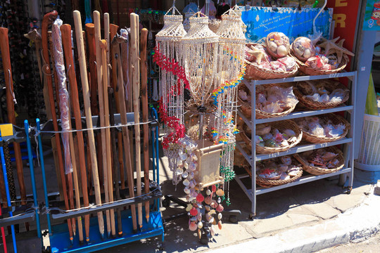 在Ouranopolis的紀念品商店；阿索斯半島；圣山；Chalkidiki；希臘