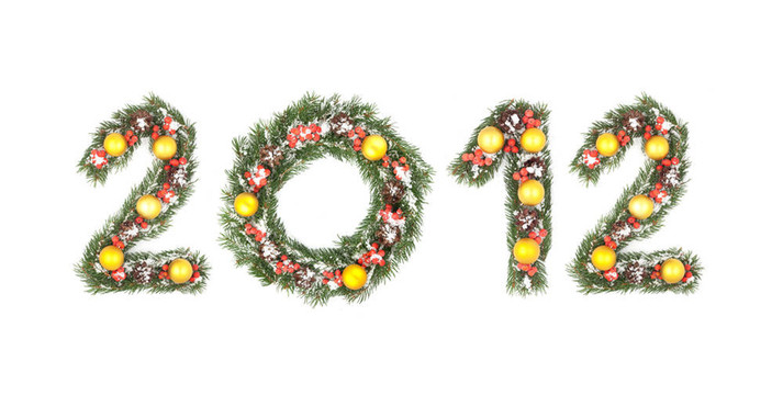 圣誕樹枝寫的2012個(gè)數(shù)字