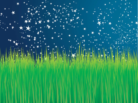 綠草和星星圖