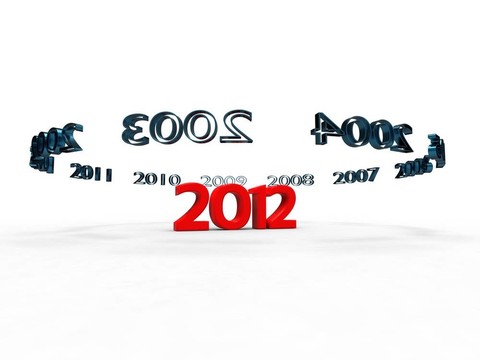 2012年左右的新年盜竊在白色背景上的紅色