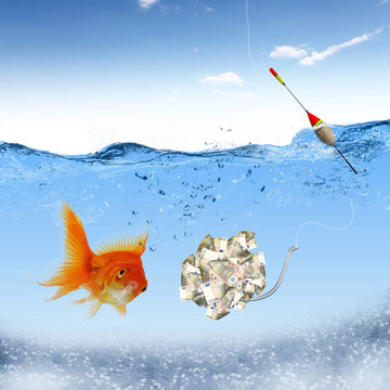 游泳金魚和金錢符號
