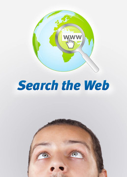 年輕的頭看著互聯(lián)網(wǎng)類型的圖標(biāo)