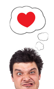 年輕的頭看著愛(ài)類(lèi)型的圖標(biāo)
