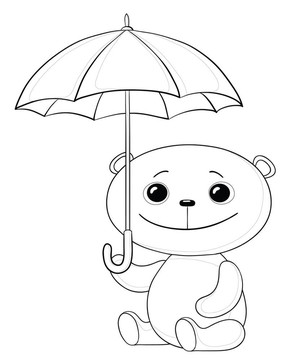 泰迪熊和傘；輪廓