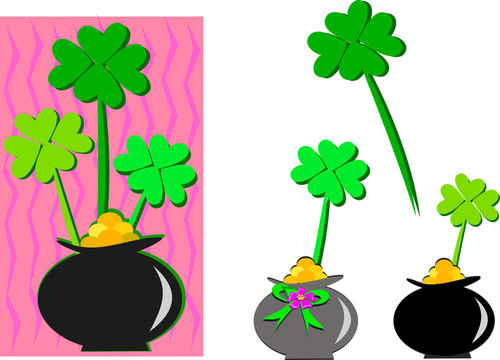 在一個鍋里的Saint Patrick Clovers
