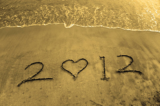 沙灘上的2012新年賀詞