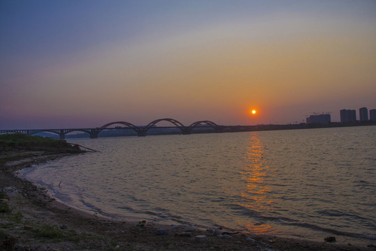 長沙湘江夕陽日落