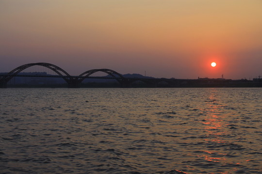 長沙湘江夕陽日落