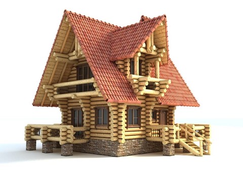 木屋3D插圖孤立