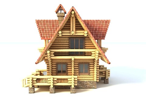 木屋3D插圖孤立