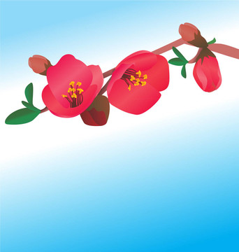 樹枝配紅花（石榴石）
