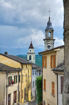 對compiano全景。Emilia Romagna。意大利.