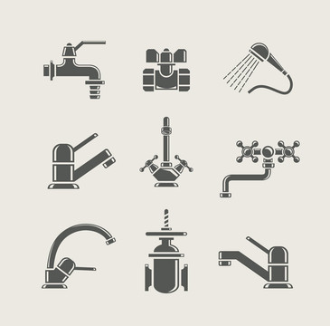 供水水龍頭攪拌機(jī)；水龍頭；水閥設(shè)置圖標(biāo)