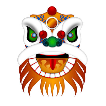 中國舞獅頭插畫