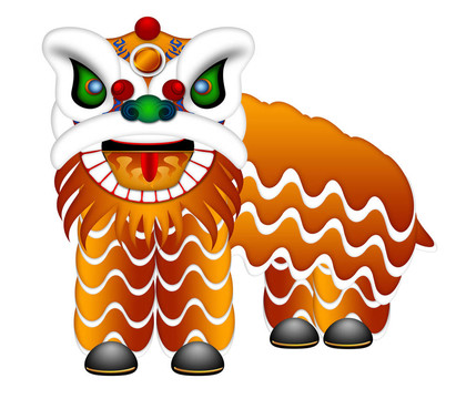 中國舞獅全身插畫