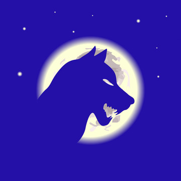 保魯夫和月亮在夜間插圖