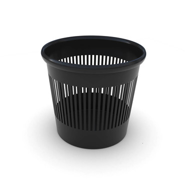黑色辦公垃圾桶。3D渲染