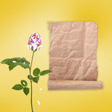 柔和的背景用五彩的雞蛋和鮮花來(lái)慶祝復(fù)活節(jié)