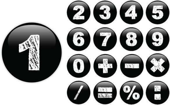 閃亮Black Buttons的字母粉筆數(shù)字