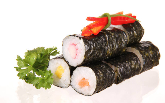 白色背景壽司食品