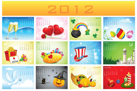 2012假期日歷