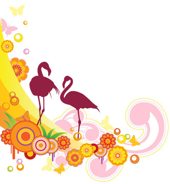 背景與火烈鳥(niǎo)