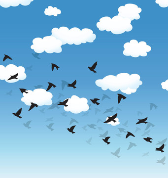飛行鳥(niǎo)和云在天空