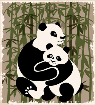 竹林大熊貓家族