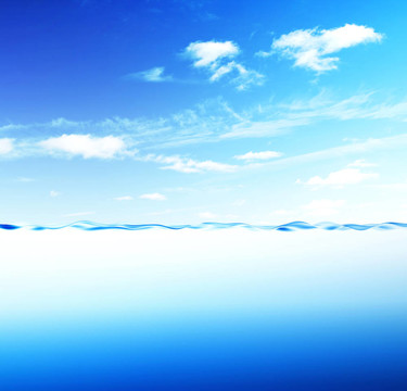 藍色水波與天空