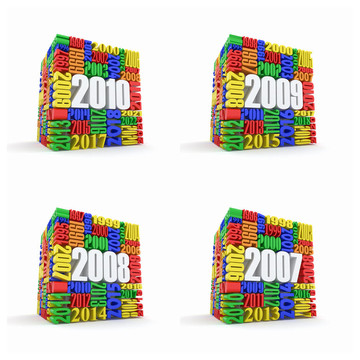 新年2010；2009；2008；2007。
