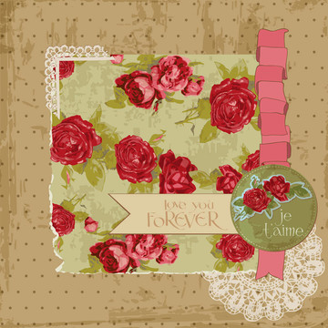剪貼簿的設(shè)計(jì)元素復(fù)古Flowers Scrapbook Page