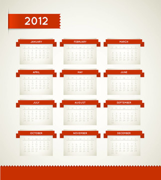 紅色復(fù)古復(fù)古日歷為新年2012