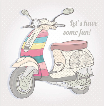 多彩老式滑板車(chē)。