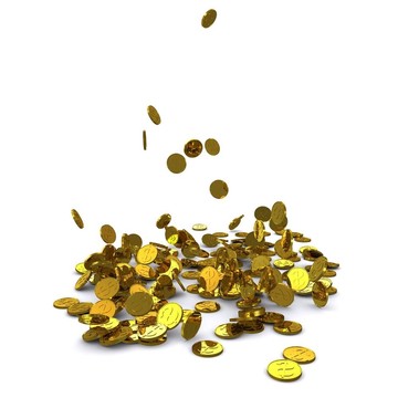 美元貶值金幣。3D渲染